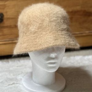 Genuine Rabbit Hair Blend Bucket Hat in Camel Women’s OS